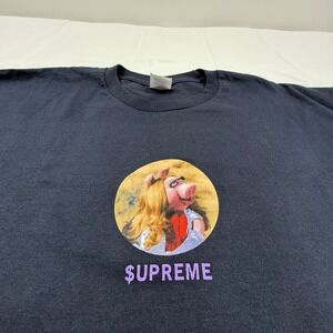 Supreme Disney Muppets Miss Piggy Kissy Kissy Black Graphic T-Shirt XL Mens